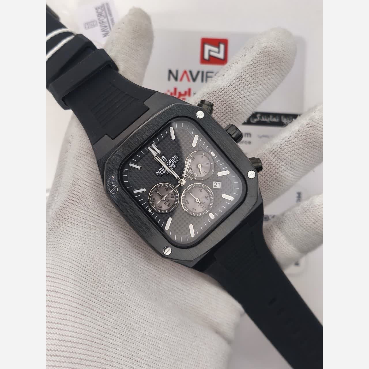 ساعت مچی کرنوگراف مردانه نیوی فورس NAVIFORCE مدل Nf8037 ژاپن فول مشکی