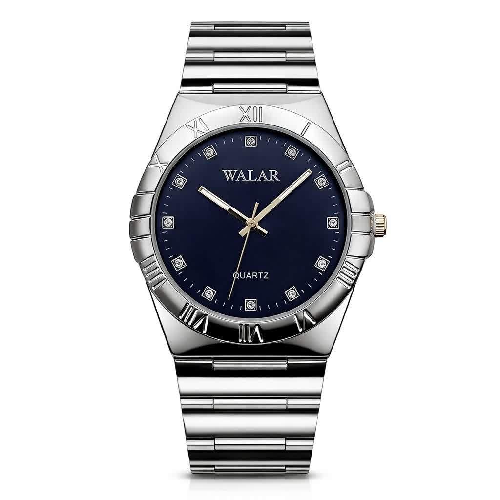 ساعت مچی مردانه والار WALAR ارجینال نقره ای مشکی