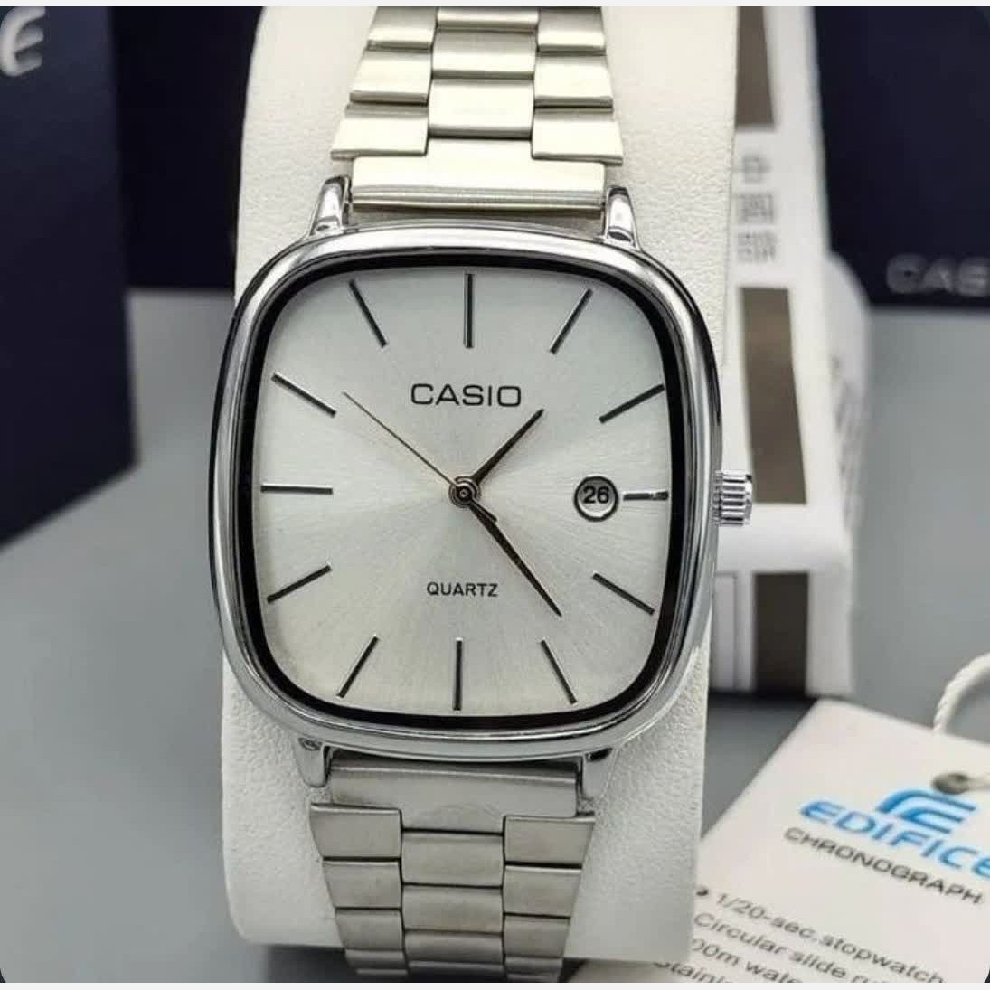 ساعت مچی مردانه کاسیو اولدمانی CASIO ژاپنی صفحه سفید + جعبه