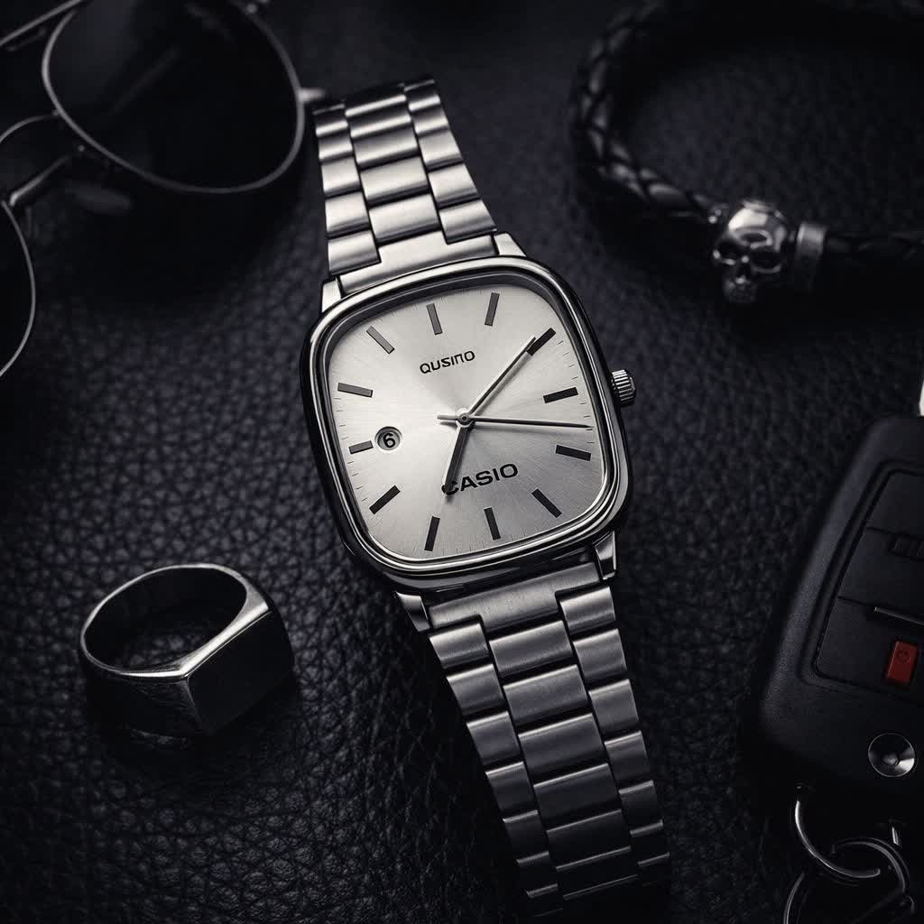 ساعت مچی مردانه کاسیو اولدمانی CASIO ژاپنی صفحه سفید + جعبه