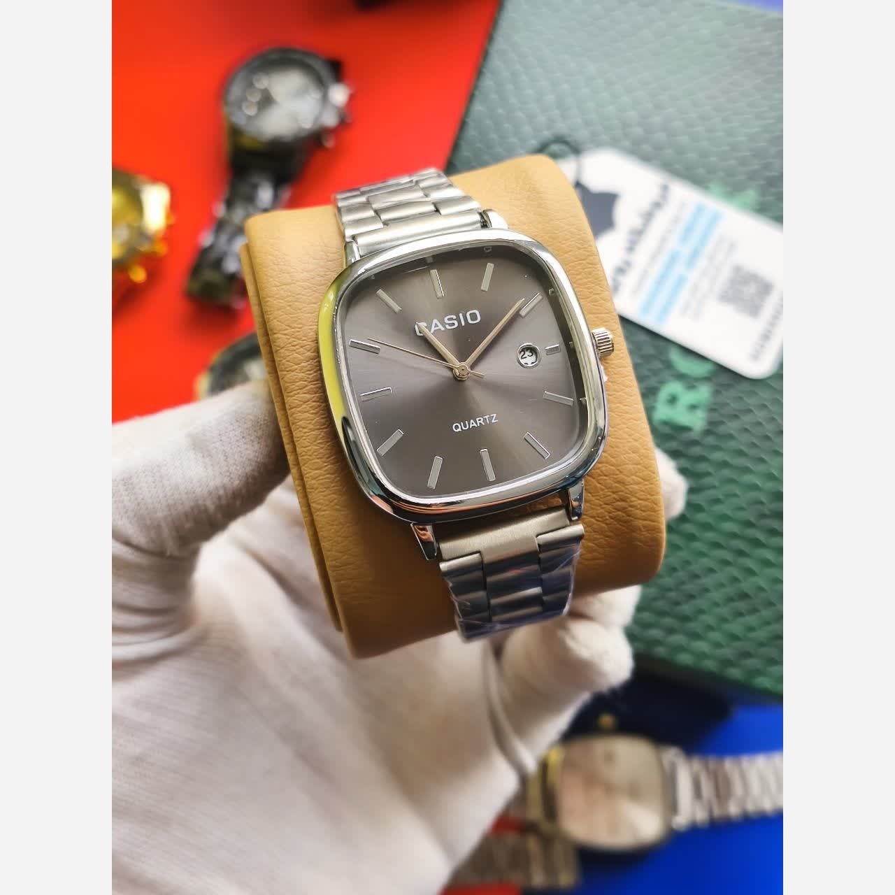 ساعت مچی مردانه کاسیو اولدمانی CASIO ژاپنی صفحه مشکی + جعبه