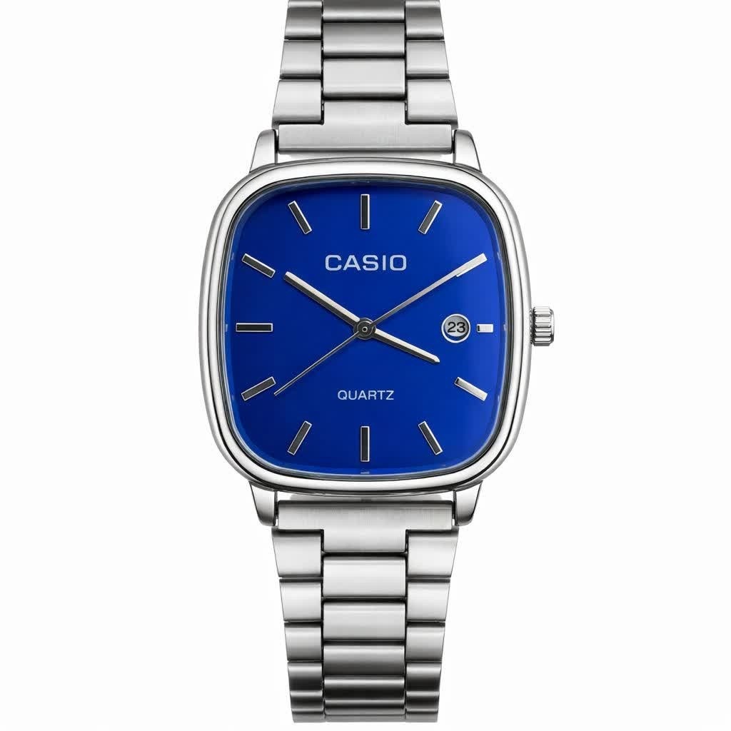 ساعت مچی مردانه کاسیو اولدمانی CASIO ژاپنی صفحه آبی + جعبه