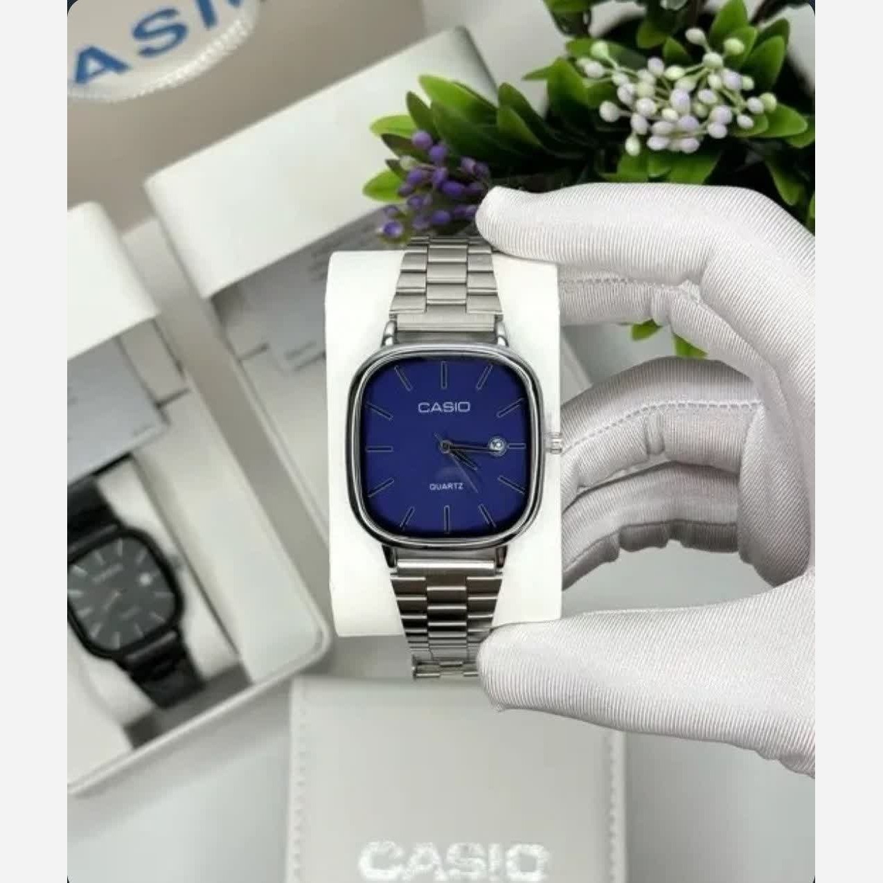 ساعت مچی مردانه کاسیو اولدمانی CASIO ژاپنی صفحه آبی + جعبه