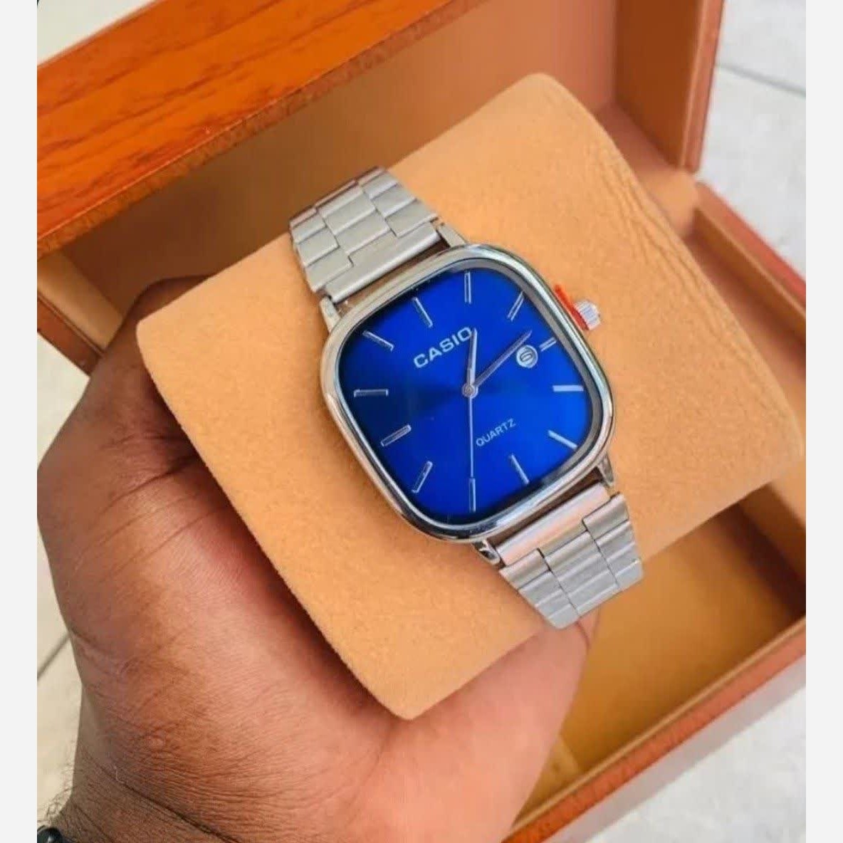 ساعت مچی مردانه کاسیو اولدمانی CASIO ژاپنی صفحه آبی + جعبه