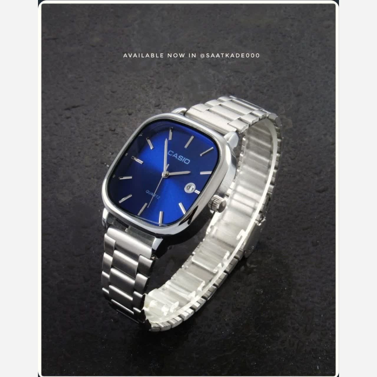 ساعت مچی مردانه کاسیو اولدمانی CASIO ژاپنی صفحه آبی + جعبه