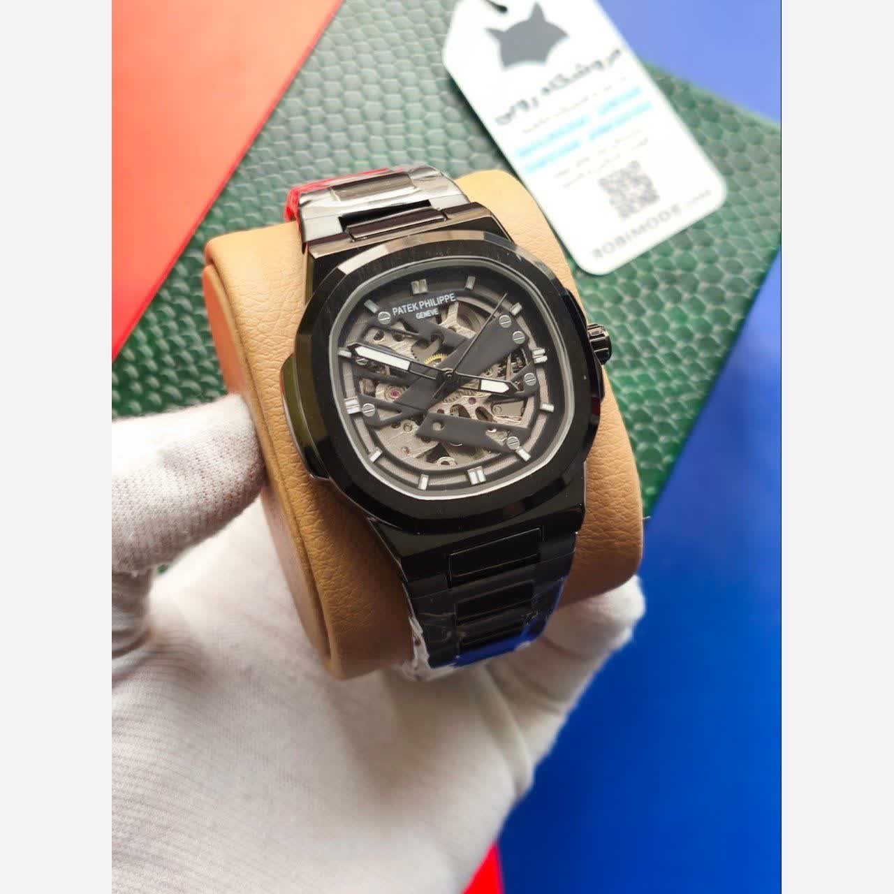 ساعت مچی اتوماتیک مردانه پتک فیلیپ PATEK PHILPPE مشکی مربع قفل مخفی