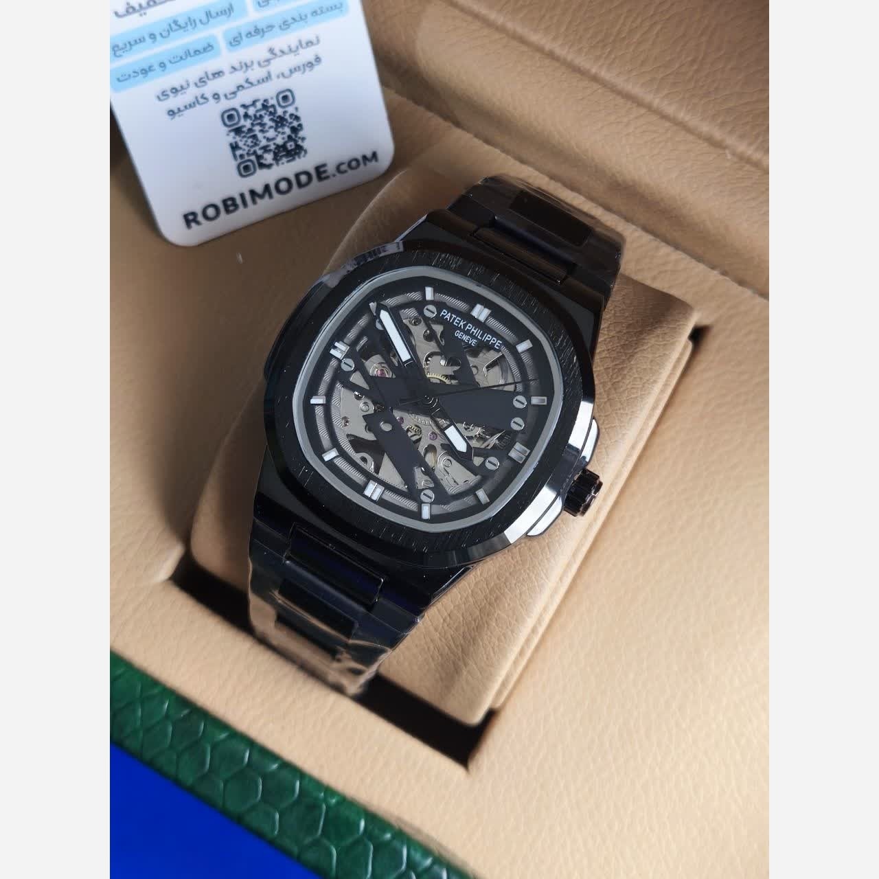 ساعت مچی اتوماتیک مردانه پتک فیلیپ PATEK PHILPPE مشکی مربع قفل مخفی