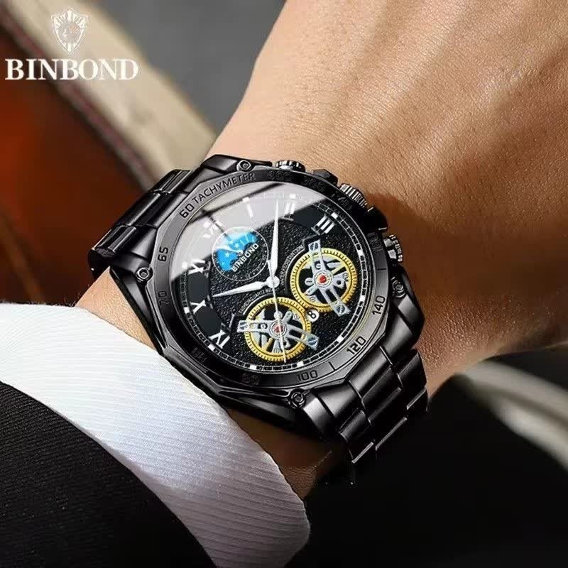 ساعت مچی مردانه طرح کرنو بین باند BINBOND اصلی مشکی