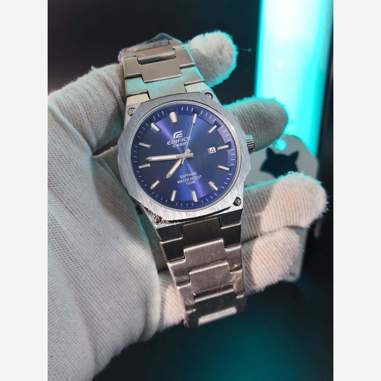 ساعت مچی مردانه کاسیو ادیفایس CASIO EDIFICE استیل آبی + جعبه
