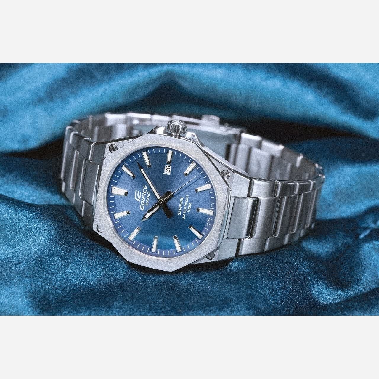 ساعت مچی مردانه کاسیو ادیفایس CASIO EDIFICE استیل آبی + جعبه