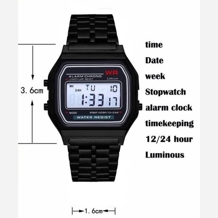 ساعت مردانه کاسیو CASIO مدل WR لیتیوم دیجیتال درجه یک فول بلک