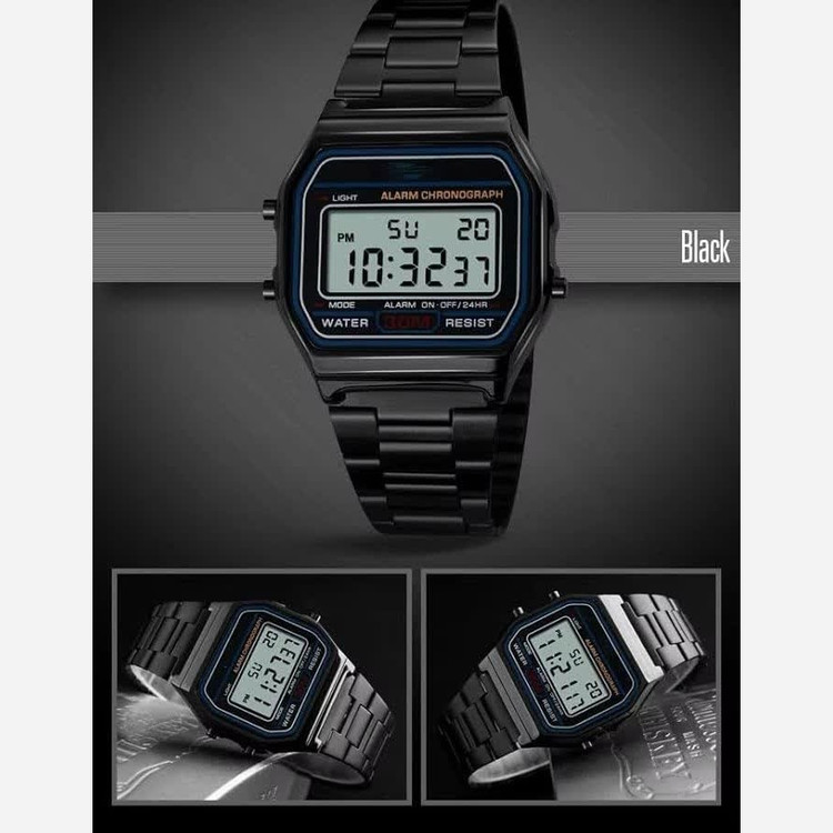 ساعت مردانه کاسیو CASIO مدل WR لیتیوم دیجیتال درجه یک فول بلک