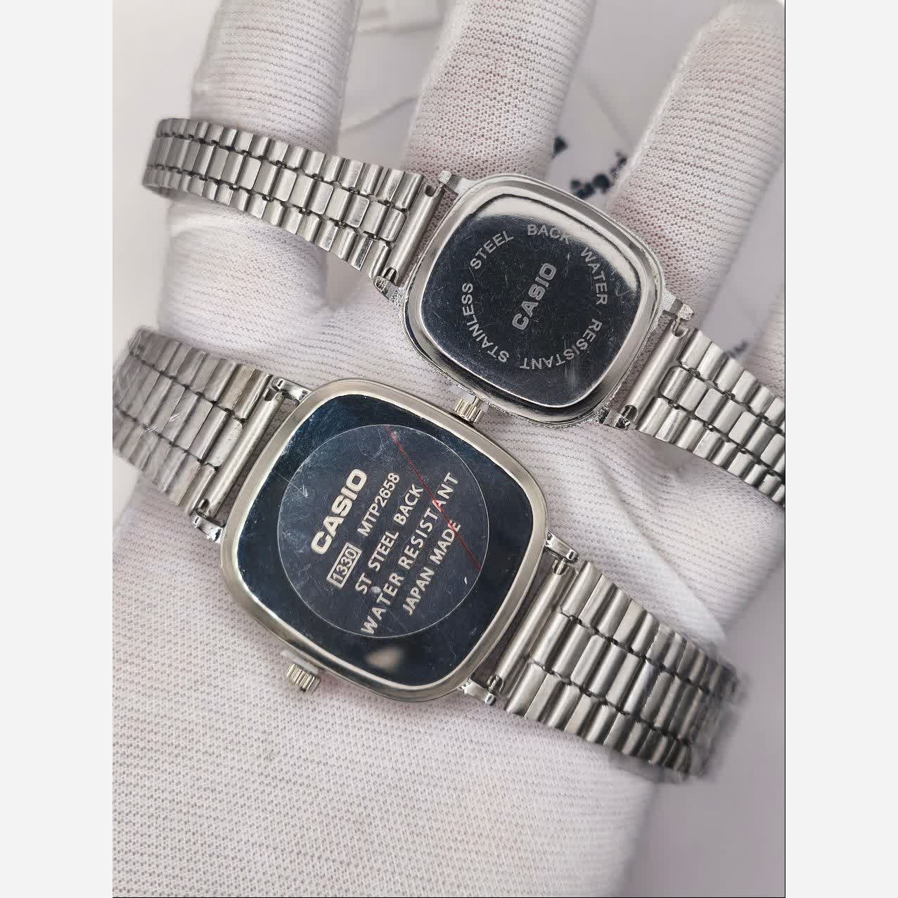 ست ساعت مچی زنانه و مردانه کاسیو اولدمانی CASIO صفحه مشکی ژاپنی