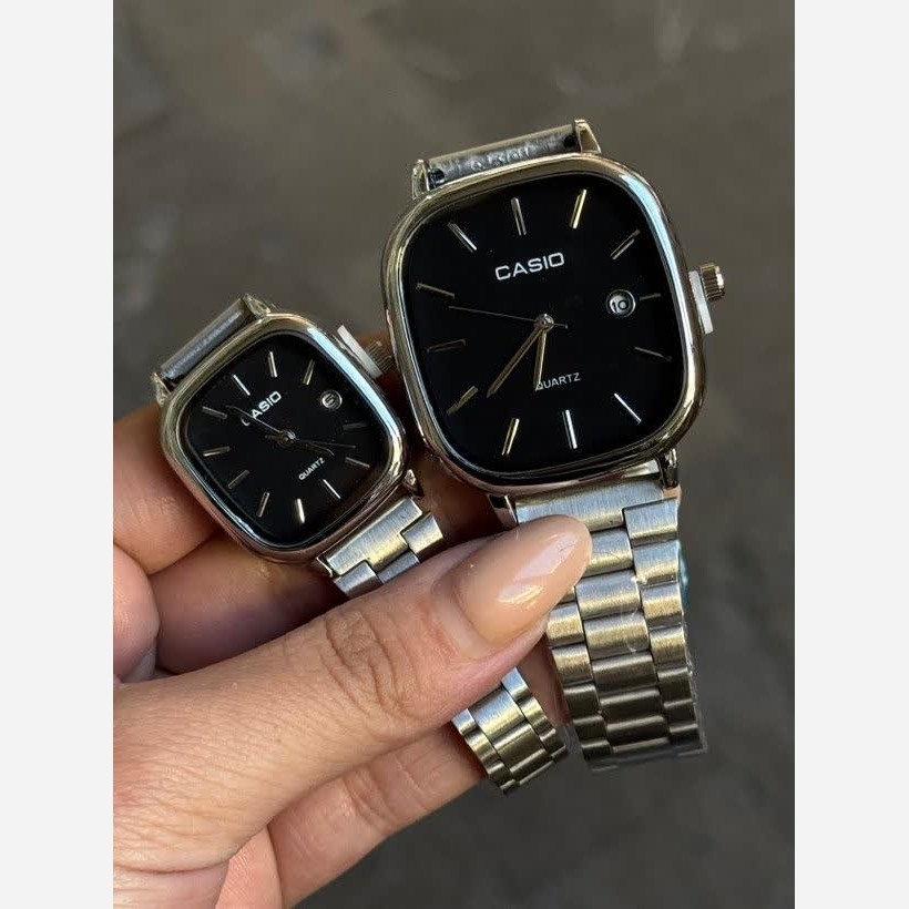 ست ساعت مچی زنانه و مردانه کاسیو اولدمانی CASIO صفحه مشکی ژاپنی