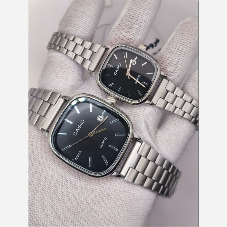 ست ساعت مچی زنانه و مردانه کاسیو اولدمانی CASIO صفحه مشکی ژاپنی