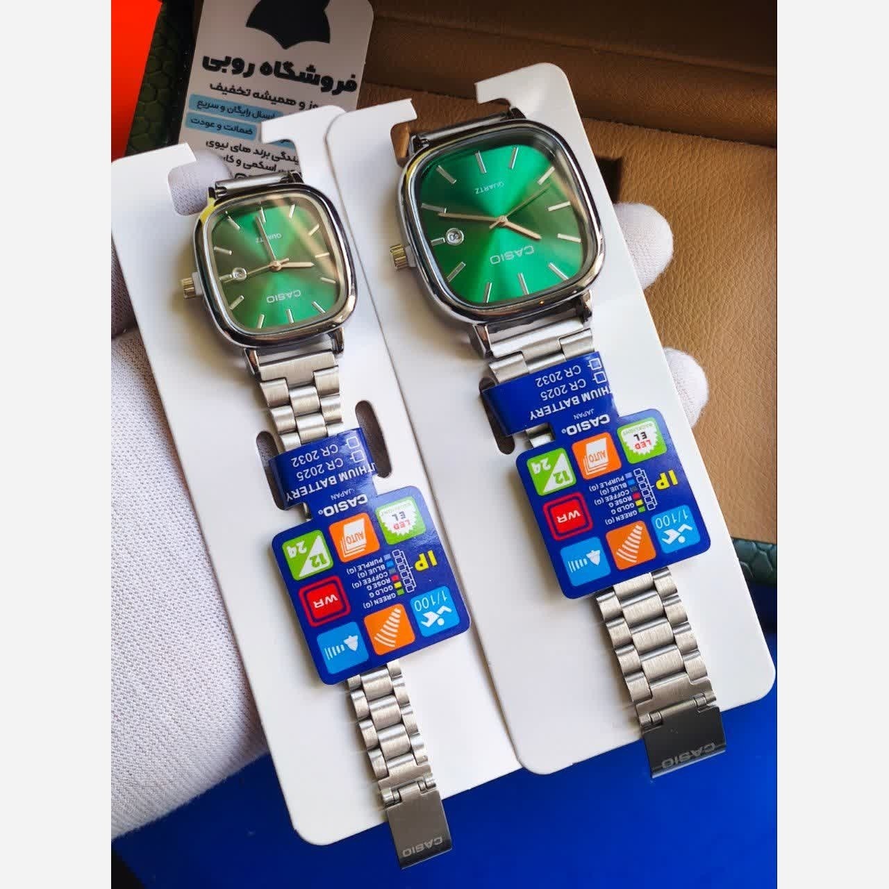ست ساعت مچی زنانه و مردانه کاسیو اولدمانی CASIO صفحه سبز ژاپنی