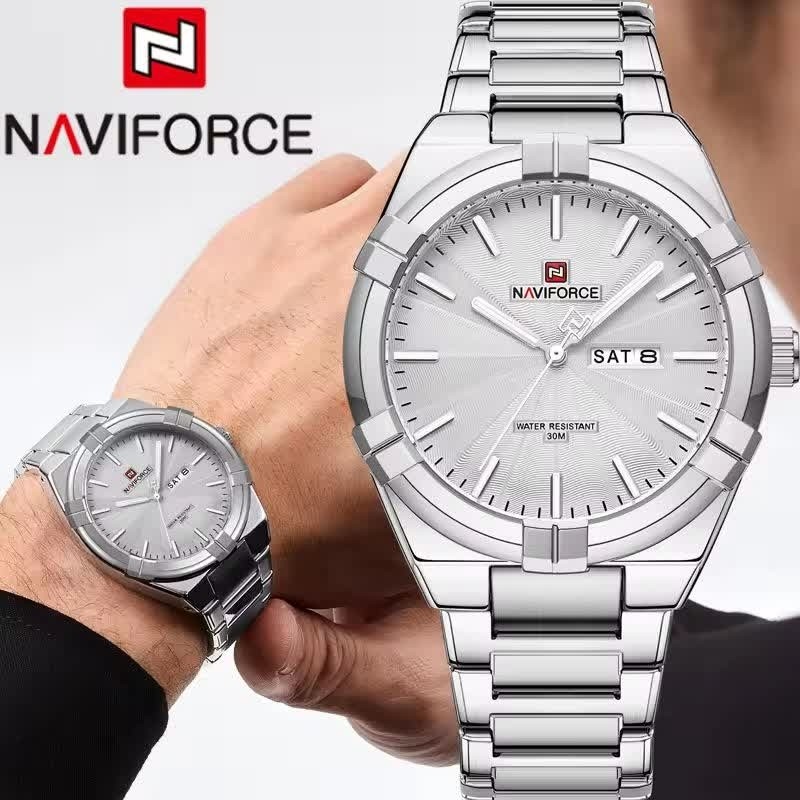 ساعت مچی مردانه نیوی فورس NAVIFORCE مدل Nf9218 ژاپنی صفحه سفید