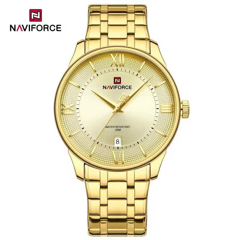 ساعت مچی مردانه نیوی فورس NAVIFORCE مدل Nf9272 ژاپنی طلایی
