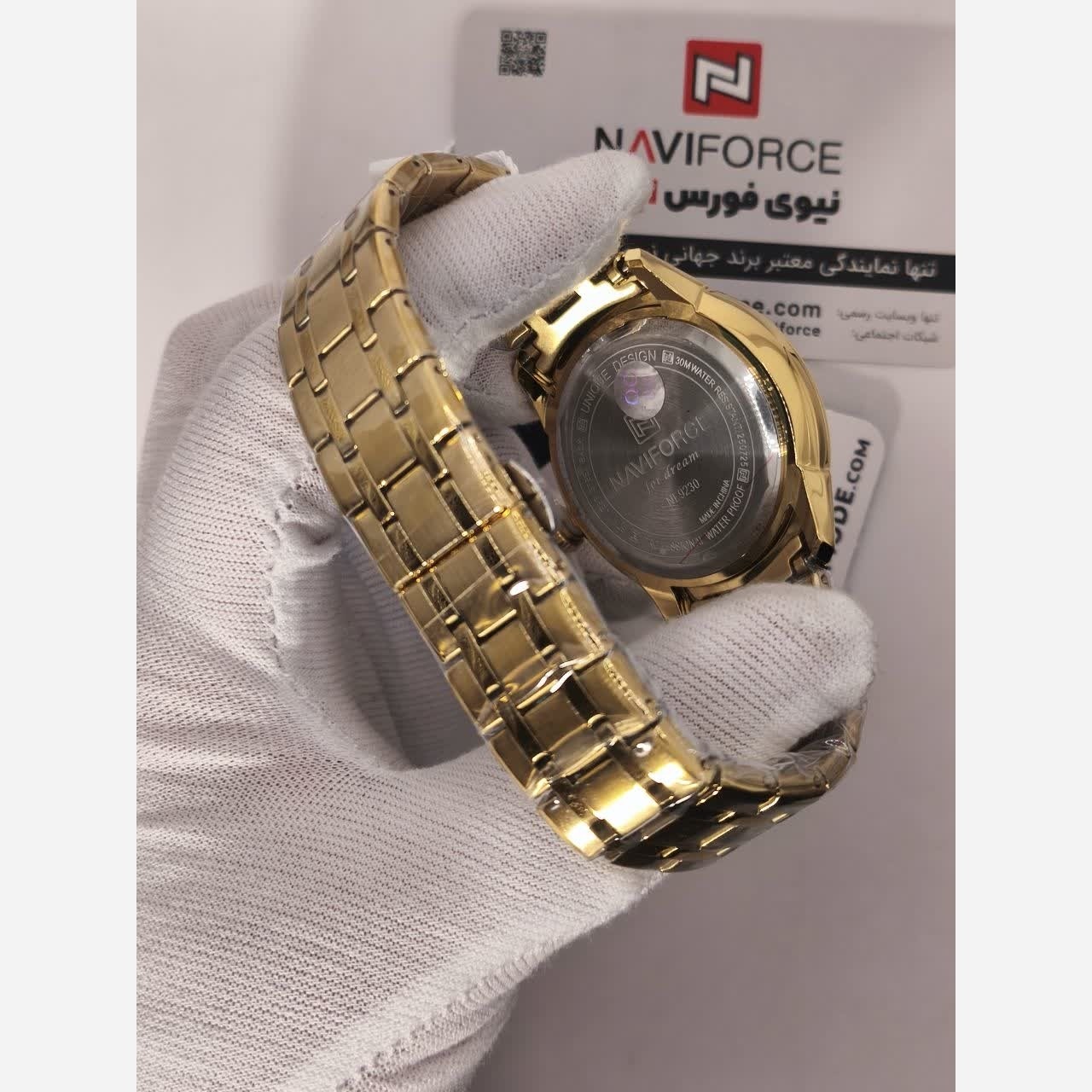 ساعت مچی مردانه نیوی فورس NAVIFORCE مدل Nf9272 ژاپنی طلایی