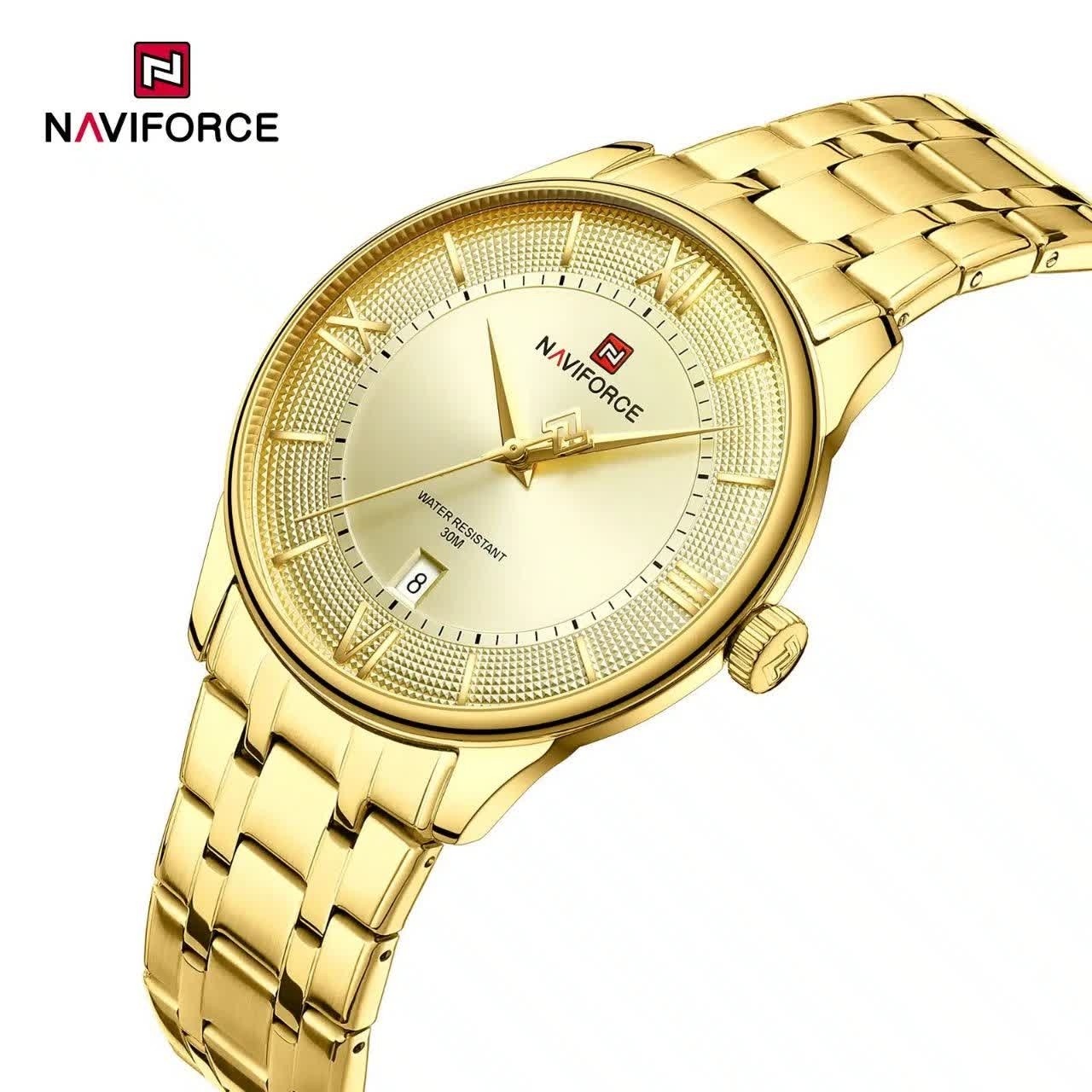 ساعت مچی مردانه نیوی فورس NAVIFORCE مدل Nf9272 ژاپنی طلایی