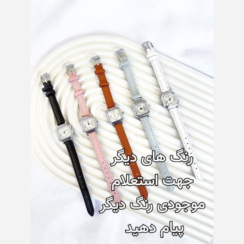 ساعت مچی دخترانه مینیمال مربعی بند چرمی سفید
