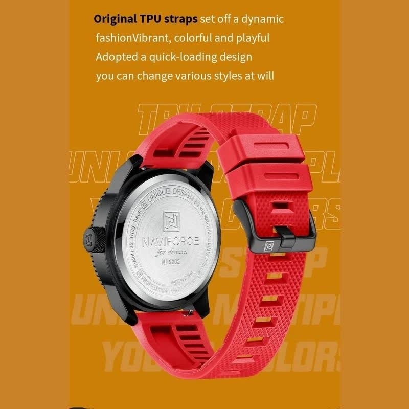 ساعت مچی مردانه نیوی فورس NAVIFORCE مدل Nf9202 ژاپنی - قرمز