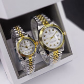ست ساعت رولکس دیت جاست زنانه و مردانه ROLEX Date just نقره ای رگه طلایی سفید