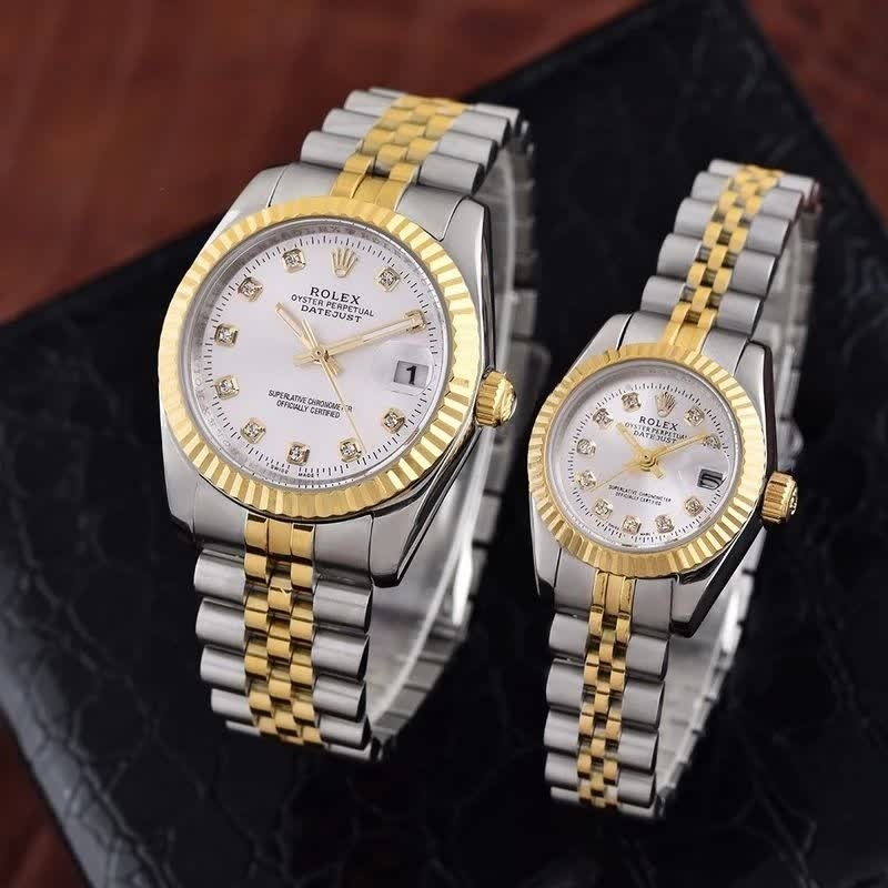 ست ساعت رولکس دیت جاست زنانه و مردانه ROLEX Date just نقره ای رگه طلایی سفید
