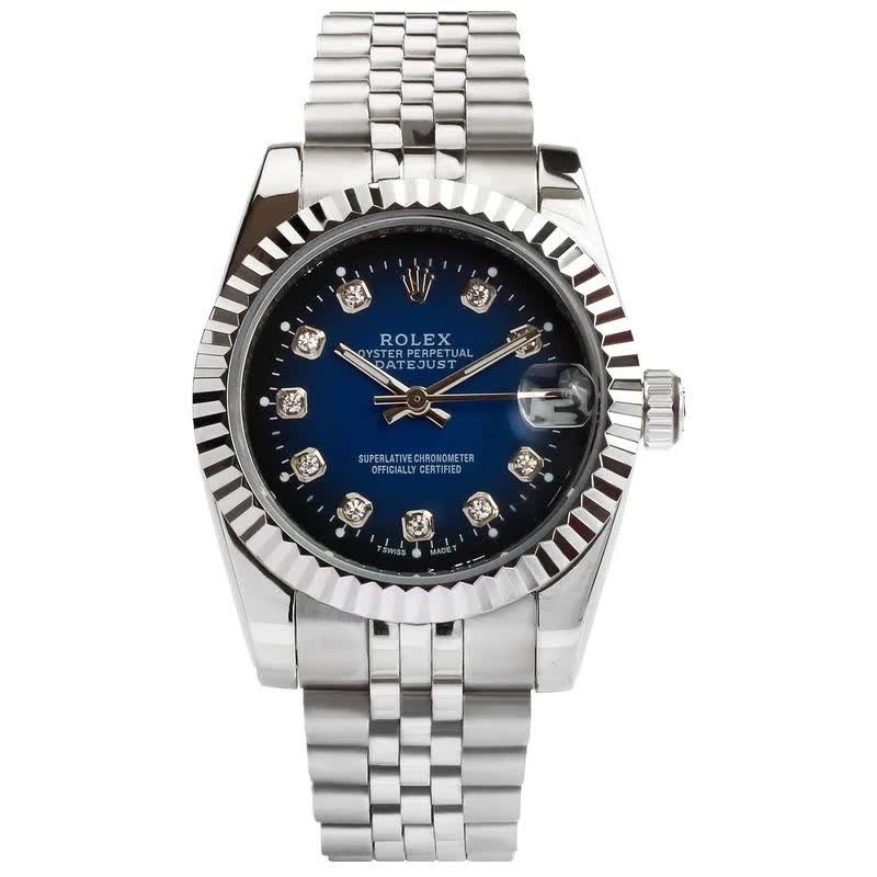 ست ساعت رولکس دیت جاست زنانه و مردانه ROLEX Date just نقره ای آبی