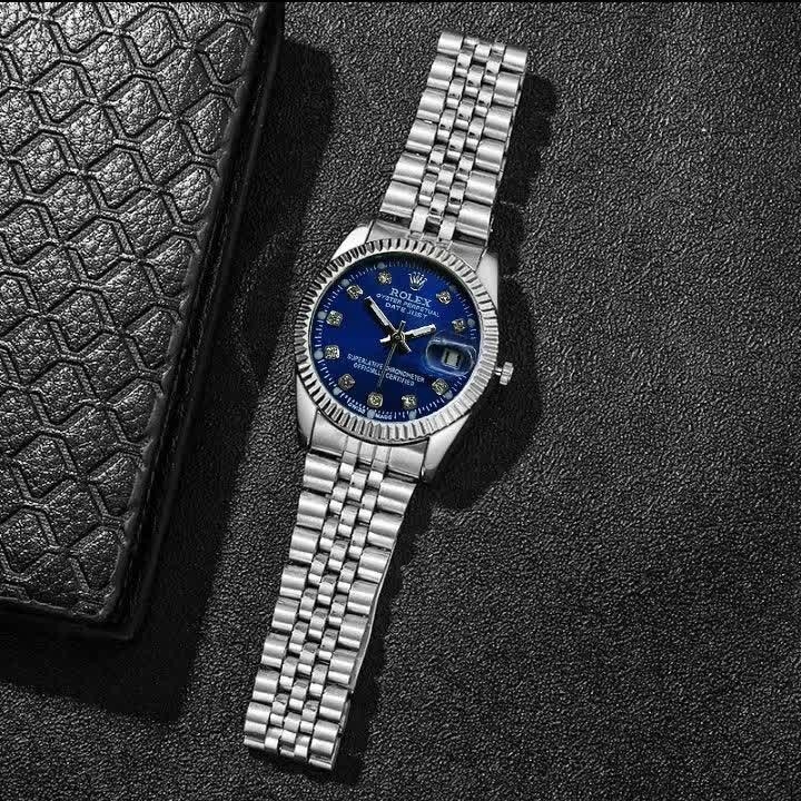 ست ساعت رولکس دیت جاست زنانه و مردانه ROLEX Date just نقره ای آبی