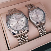 ست ساعت رولکس دیت جاست زنانه و مردانه ROLEX Date just نقره ای سفید