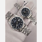 ست ساعت رولکس دیت جاست زنانه و مردانه ROLEX Date just نقره ای مشکی