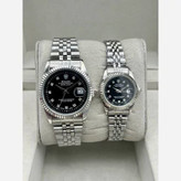 ست ساعت رولکس دیت جاست زنانه و مردانه ROLEX Date just نقره ای مشکی