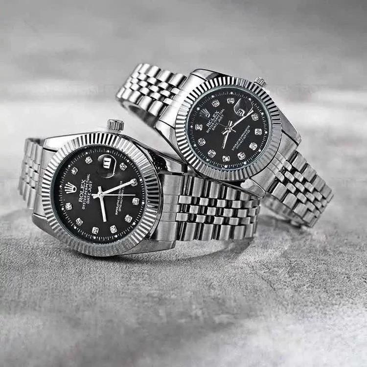 ست ساعت رولکس دیت جاست زنانه و مردانه ROLEX Date just نقره ای مشکی