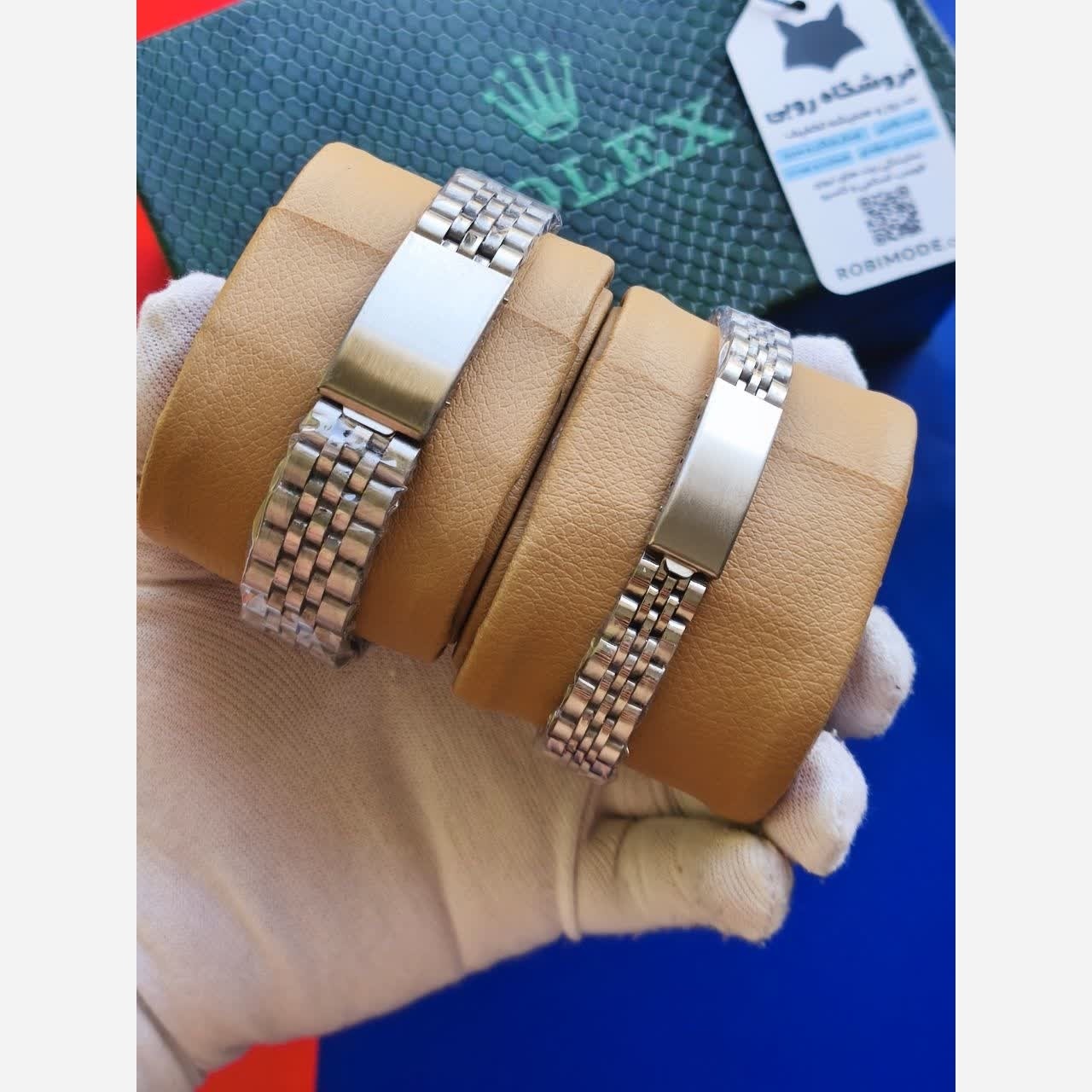 ست ساعت رولکس دیت جاست زنانه و مردانه ROLEX Date just نقره ای سبز