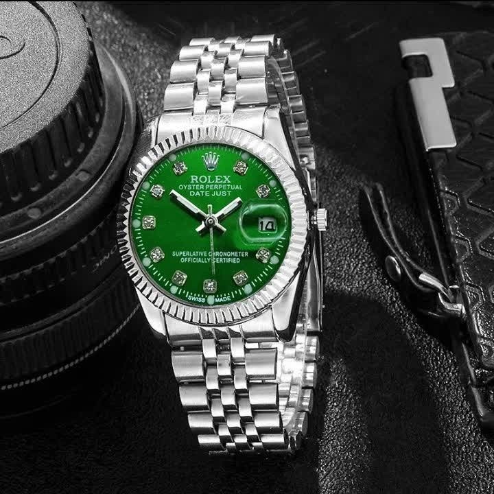 ست ساعت رولکس دیت جاست زنانه و مردانه ROLEX Date just نقره ای سبز