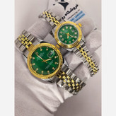 ست ساعت رولکس دیت جاست زنانه و مردانه ROLEX Date just رگه طلایی سبز