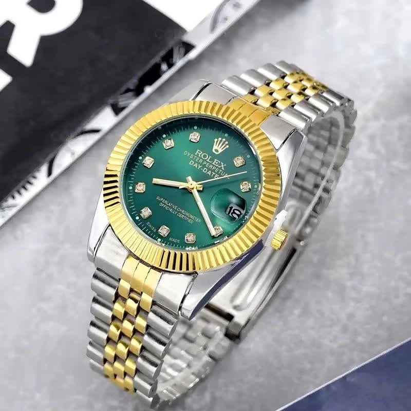 ست ساعت رولکس دیت جاست زنانه و مردانه ROLEX Date just رگه طلایی سبز