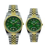 ست ساعت رولکس دیت جاست زنانه و مردانه ROLEX Date just رگه طلایی سبز