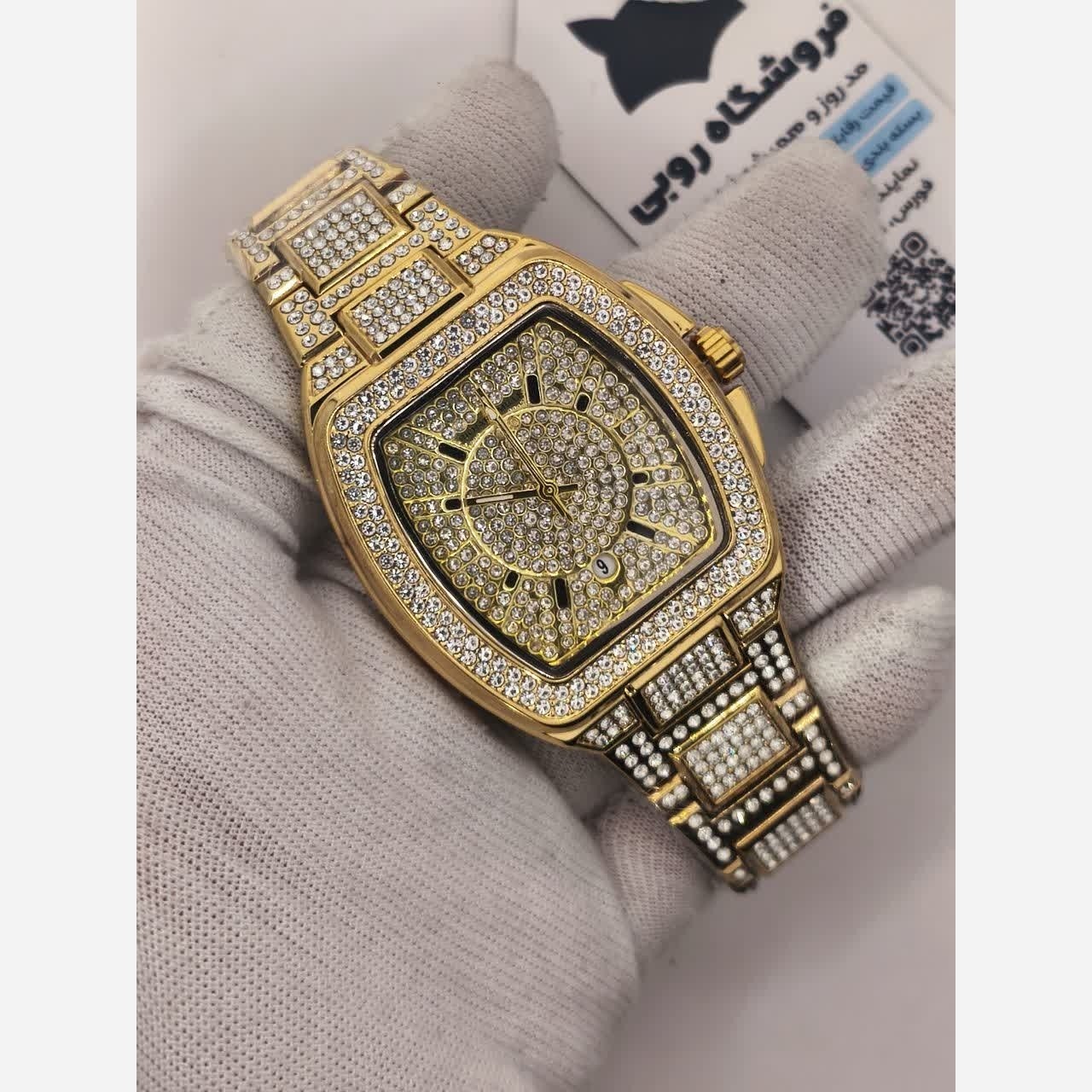 ساعت مچی زنانه فول نگین ریچارد میل (Richard Mille)طلایی