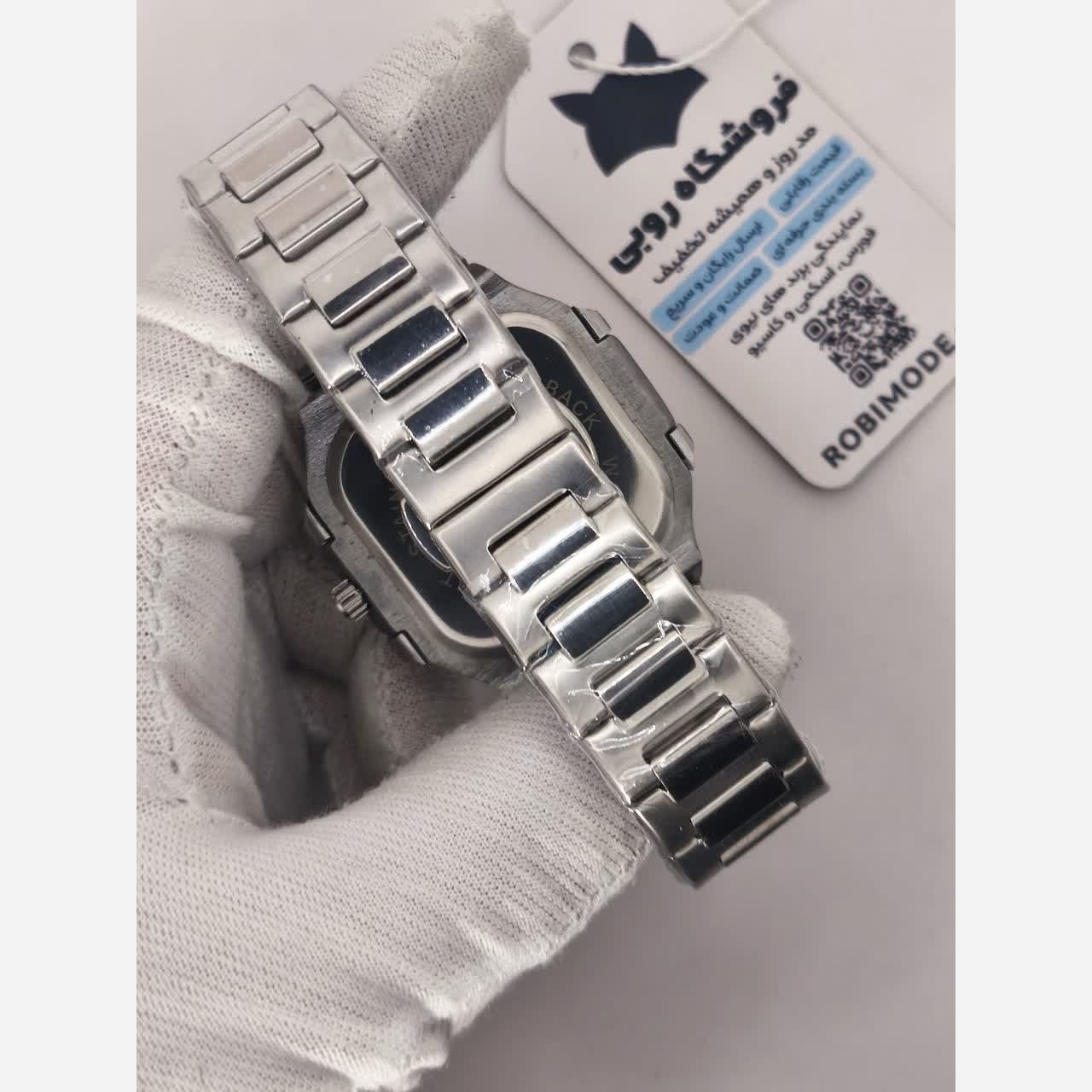 ساعت مچی مردانه پتک فیلیپ Patek Philippe ارجینال قفل مخفی صفحه طوسی