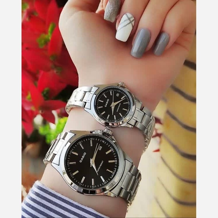 ست ساعت مچی زنانه و مردانه کاسیو CASIO موتور ژاپنی صفحه مشکی