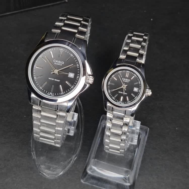 ست ساعت مچی زنانه و مردانه کاسیو CASIO موتور ژاپنی صفحه مشکی