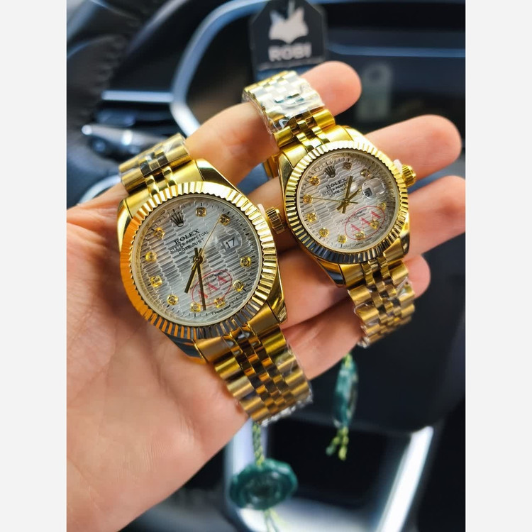 ست ساعت مچی زنانه و مردانه رولکس ROLEX موتور ژاپن بالاترین کیفیت طلایی