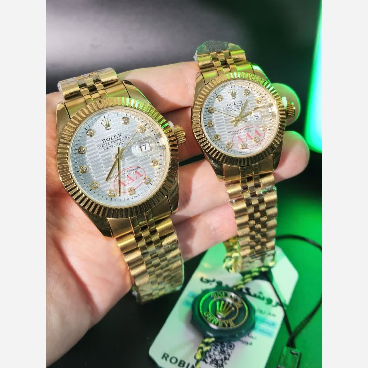ست ساعت مچی زنانه و مردانه رولکس ROLEX موتور ژاپن بالاترین کیفیت طلایی