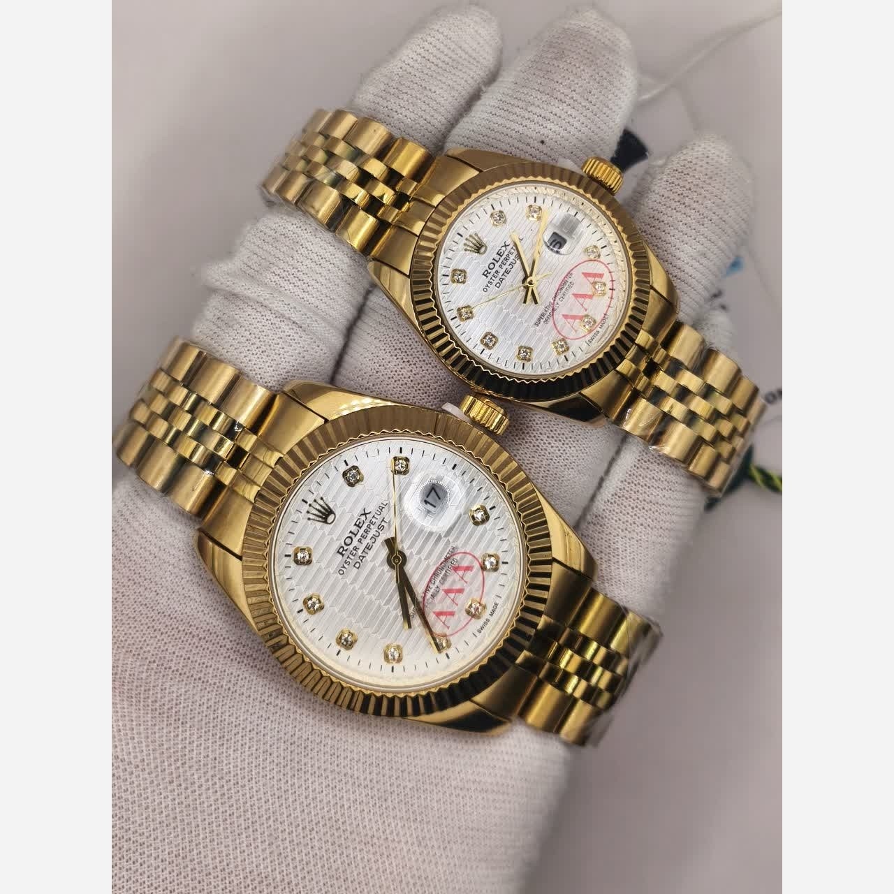 ست ساعت مچی زنانه و مردانه رولکس ROLEX موتور ژاپن بالاترین کیفیت طلایی