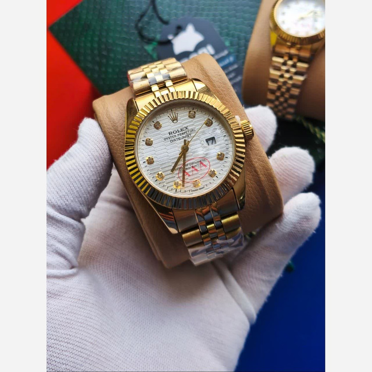 ست ساعت مچی زنانه و مردانه رولکس ROLEX موتور ژاپن بالاترین کیفیت طلایی
