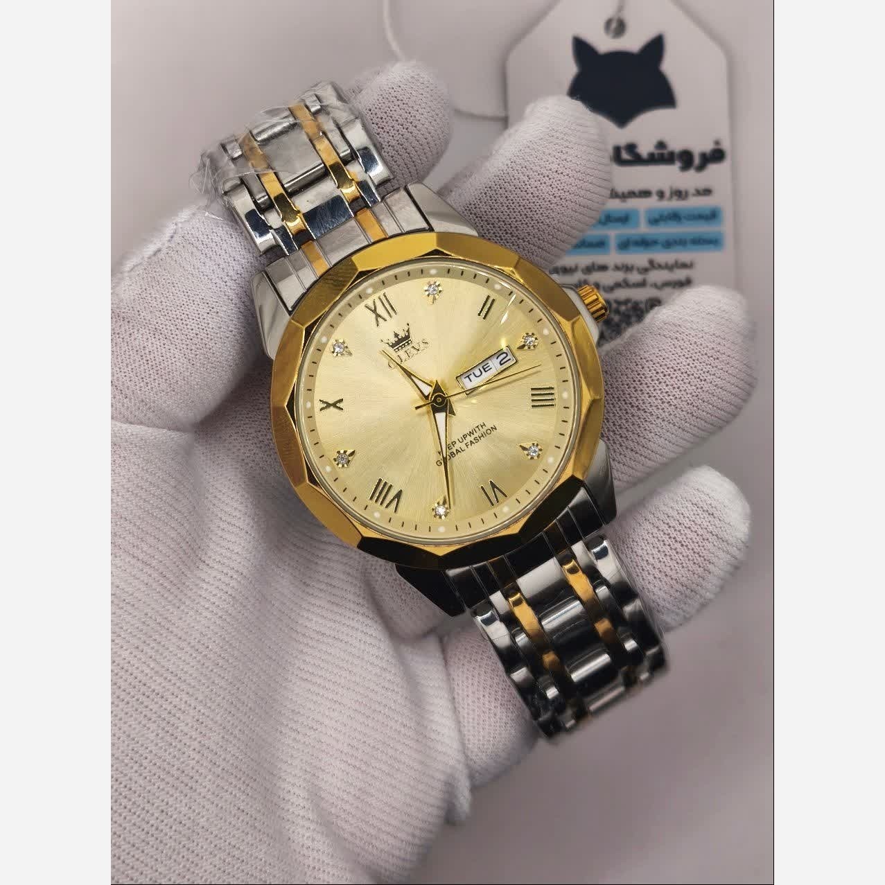 ساعت مچی مردانه اولوز OLEVS اورجینال استیل صفحه طلایی
