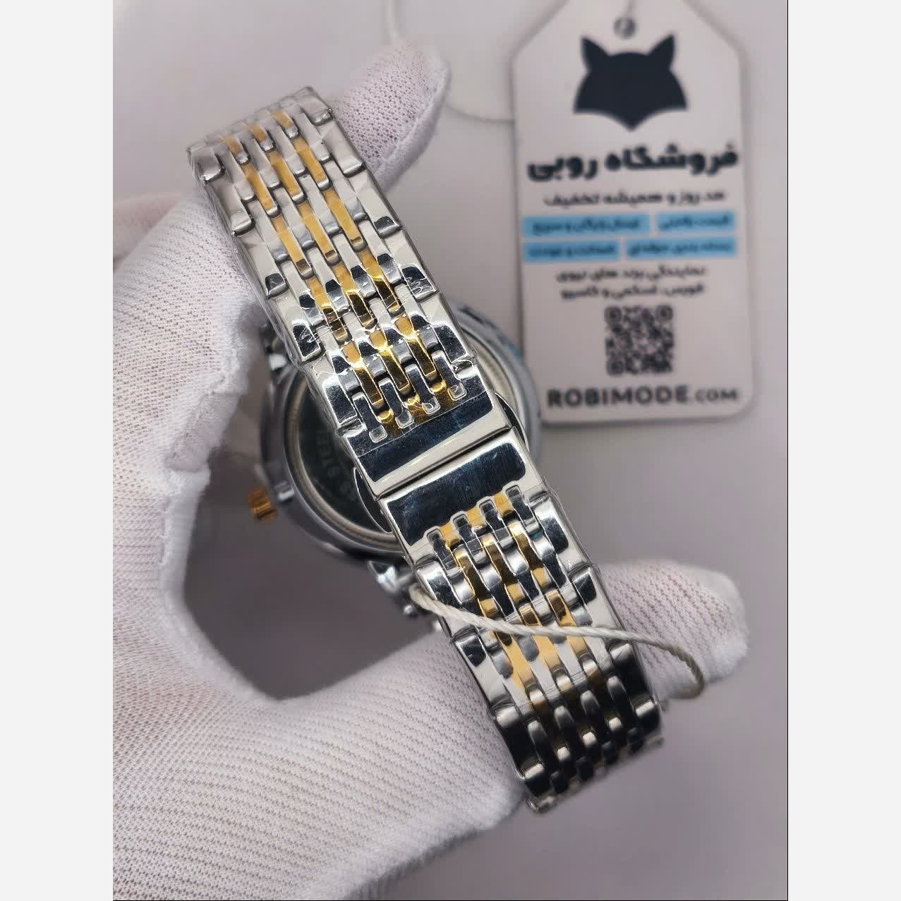 ساعت مچی مردانه اولوز OLEVS اورجینال استیل صفحه سفید رگه طلایی