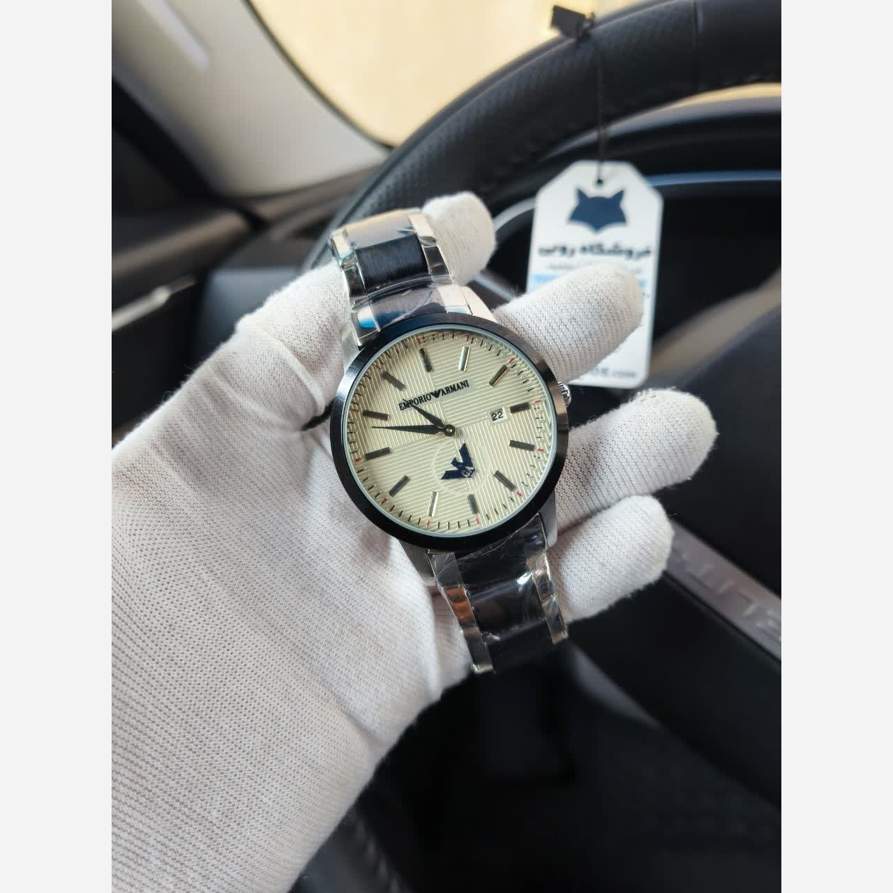 ساعت مچی مردانه امپریو آرمانی زیر ثانیه فعال EMPORIO ARMANI لوگو آبی